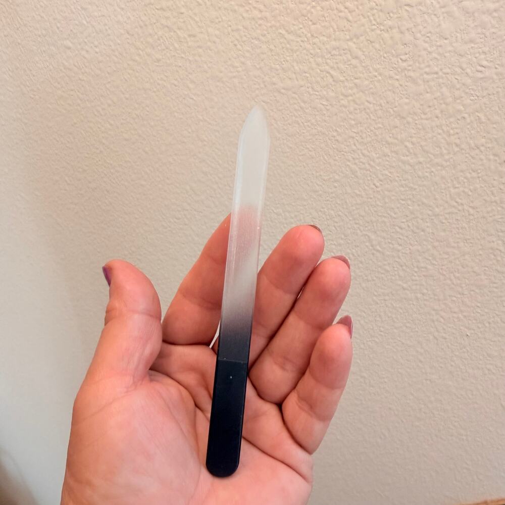 New Glass Nail File with Black Protective Case 5.5” Travel Manicure Tool